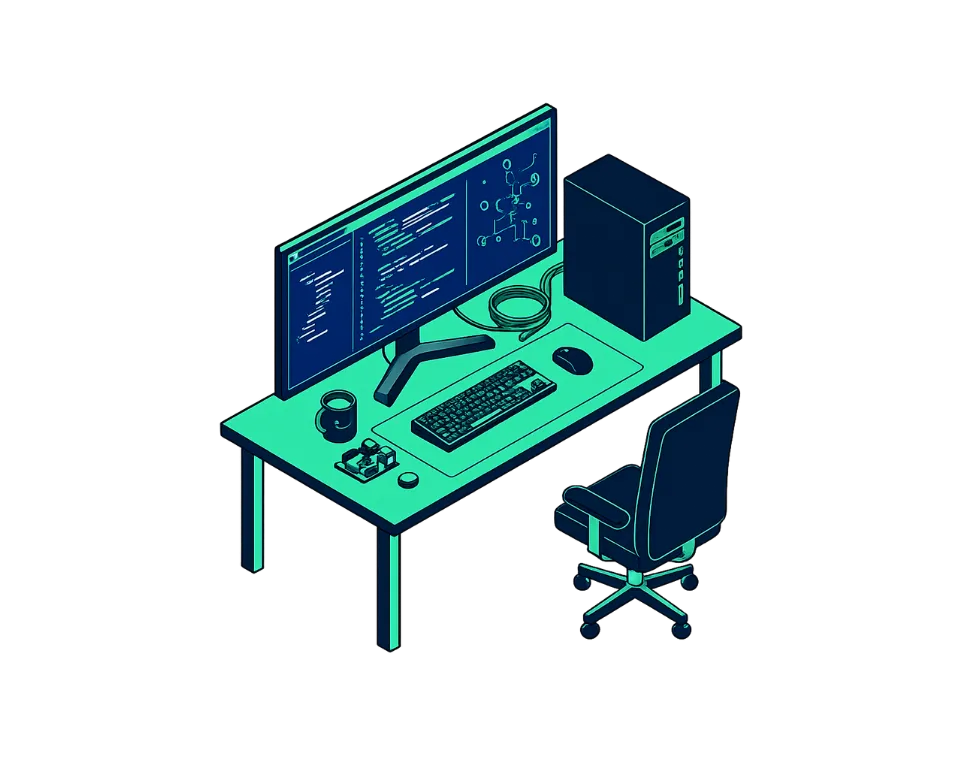 Ilustrasi workstation teknologi